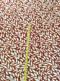 Rust Terracotta Leafy Trail Print Rayon Viscose Fabric