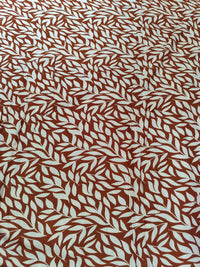 Rust Terracotta Leafy Trail Print Rayon Viscose Fabric