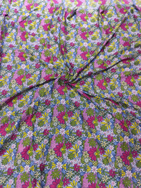 Psychedelic Retro Candy Floral Print Rayon Viscose Fabric