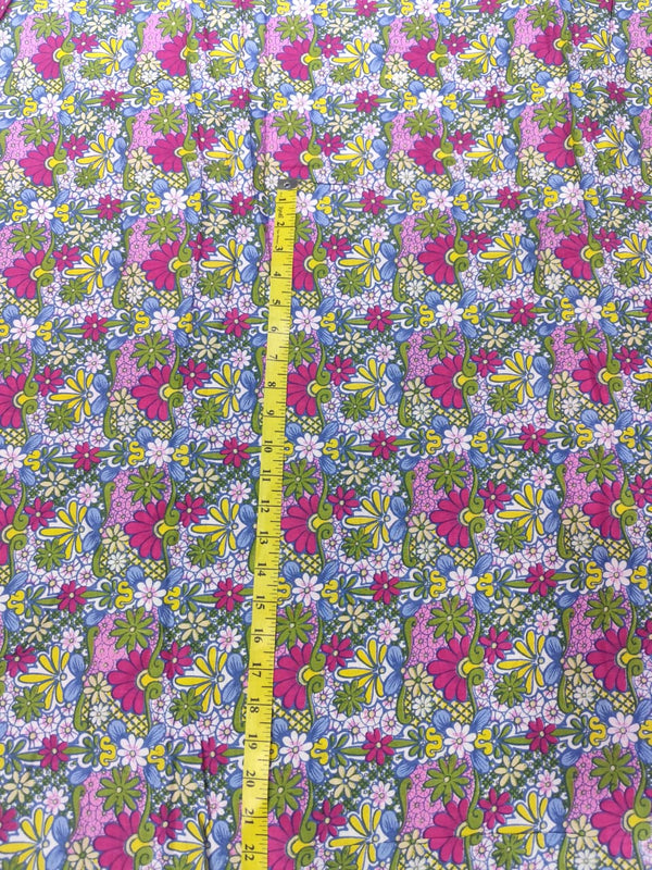 Psychedelic Retro Candy Floral Print Rayon Viscose Fabric