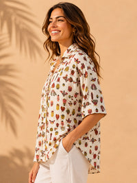 Off-White Entomological Bug Motif Relaxed Short-Sleeve Cotton Shirt