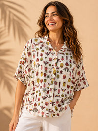 Off-White Entomological Bug Motif Relaxed Short-Sleeve Cotton Shirt