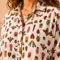 Off-White Entomological Bug Motif Relaxed Short-Sleeve Cotton Shirt