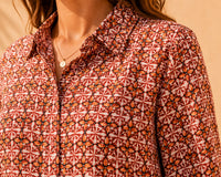 Rust & Terracotta Geometric Mandala Printed Cotton Shirt