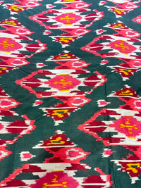Teal & Magenta Contemporary Ikat Print Pure Cotton Fabric