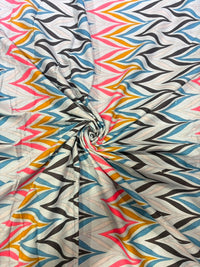 Multicolor Chevron Flame Zig-Zag Printed Pure Cotton Fabric