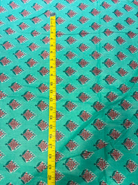 Sea Green Sanganeri Small Booti Print Pure Cotton Fabric