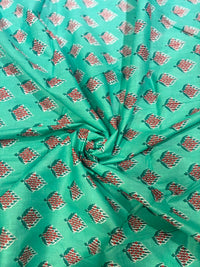 Sea Green Sanganeri Small Booti Print Pure Cotton Fabric