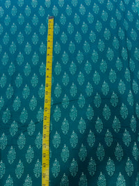 Emerald Green Traditional Paisley Booti Printed Pure Cotton Fabric