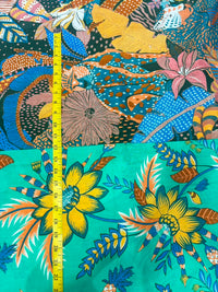 Tropical Botanical & Wildlife Printed Pure Cotton Fabric with Dual-Design Border