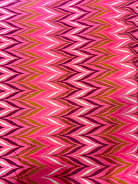 Hot Pink & Magenta Marble Chevron Printed Pure Cotton Fabric