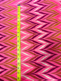 Hot Pink & Magenta Marble Chevron Printed Pure Cotton Fabric