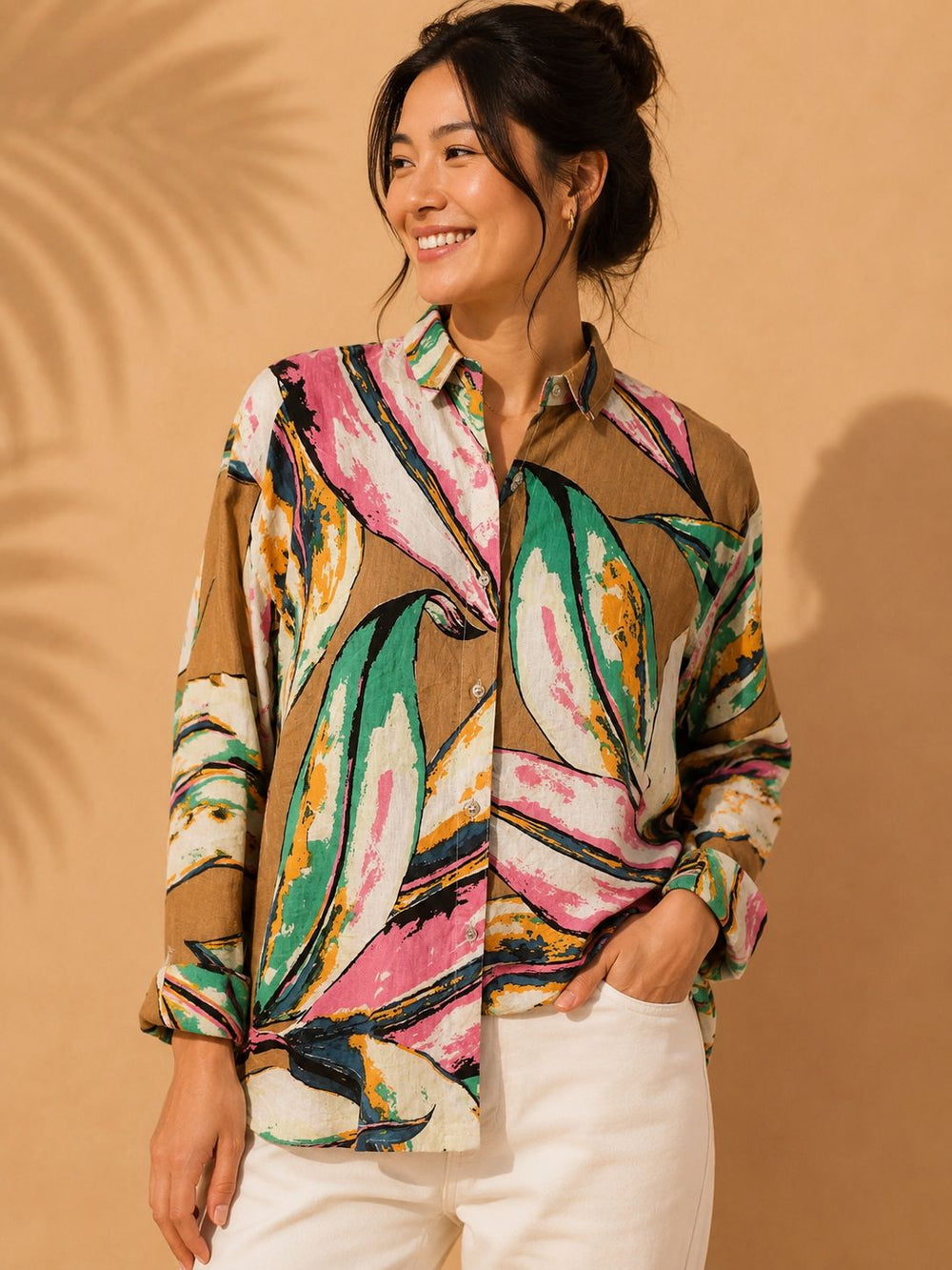 AK Designs Regal Black & Gold Floral Block Printed Cotton Shirt