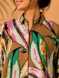 AK Designs Regal Black & Gold Floral Block Printed Cotton Shirt