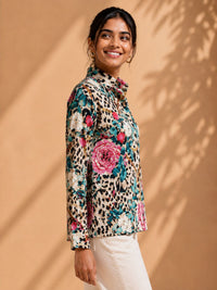 AK Designs Sunset Marigold Floral Block Printed Cotton Shirt
