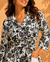 AK Designs Turquoise Paisley & Botanical Block Printed Shirt with Fabric Belt