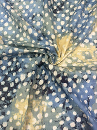 Ocean Blue Batik Bandhani-Inspired Printed Cotton Fabric (44 Inches Width)