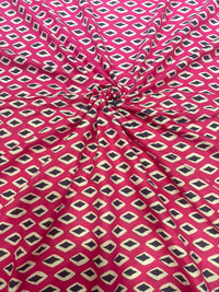 Rani Pink Geometric Diamond Block Printed Cotton Fabric (44 Inches Width)