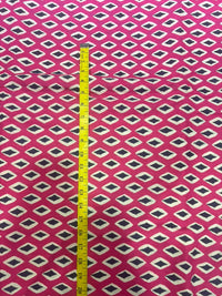 Rani Pink Geometric Diamond Block Printed Cotton Fabric (44 Inches Width)