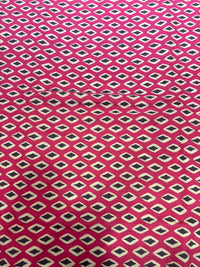Rani Pink Geometric Diamond Block Printed Cotton Fabric (44 Inches Width)