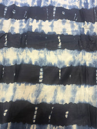 Indigo Shibori-Inspired Tie-Dye Stripe Pure Cotton Fabric (44 Inches Width)