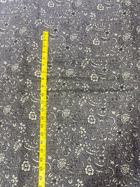 Charcoal Grey Delicate Floral Jaal Printed Cotton Fabric (44 Inches Width)
