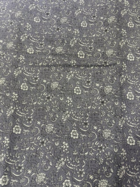 Charcoal Grey Delicate Floral Jaal Printed Cotton Fabric (44 Inches Width)