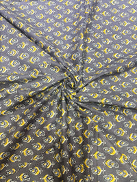 Slate Grey & Mustard Mini Paisley Block Printed Cotton Fabric (44 Inches Width)