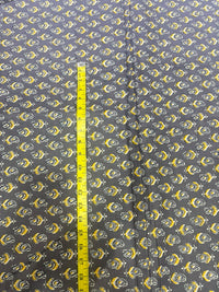 Slate Grey & Mustard Mini Paisley Block Printed Cotton Fabric (44 Inches Width)
