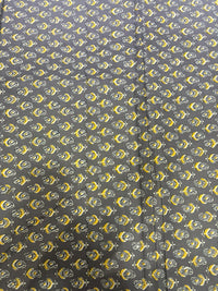Slate Grey & Mustard Mini Paisley Block Printed Cotton Fabric (44 Inches Width)