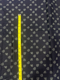 Midnight Black & Cream Petite Floral Motif Printed Cotton Fabric (44 Inches Width)