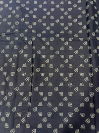 Midnight Black & Cream Petite Floral Motif Printed Cotton Fabric (44 Inches Width)