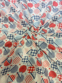 Retro Geometric & Houndstooth Abstract Printed Pure Cotton Fabric (44 Inches Width)