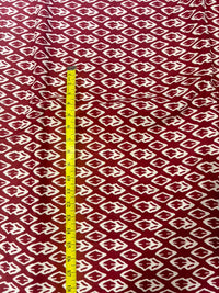 Maroon Red & Ivory Geometric Leaf Block Printed Pure Cotton Fabric (44 Inches Width)