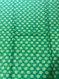Emerald Green & Teal Floral Wheel Block Printed Pure Cotton Fabric (44 Inches Width)