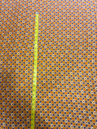 Mustard Orange & Indigo Blue Artisanal Teardrop Booti Pure Cotton Fabric (44 Inches Width)