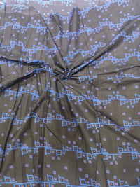 Charcoal Black & Royal Blue Geometric Mosaic Print Cotton Fabric