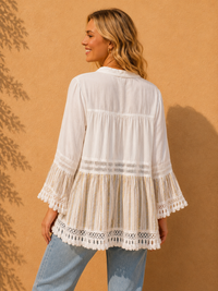 Bohemian Embroidered Tassel Peplum Tunic