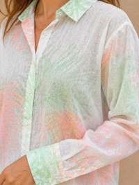 Tropic Horizon High-Low Linen-Blend Shirt