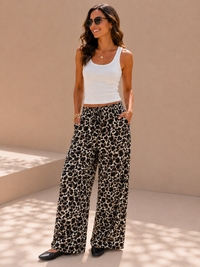 Safari Splendor Leopard Print Palazzo Pants